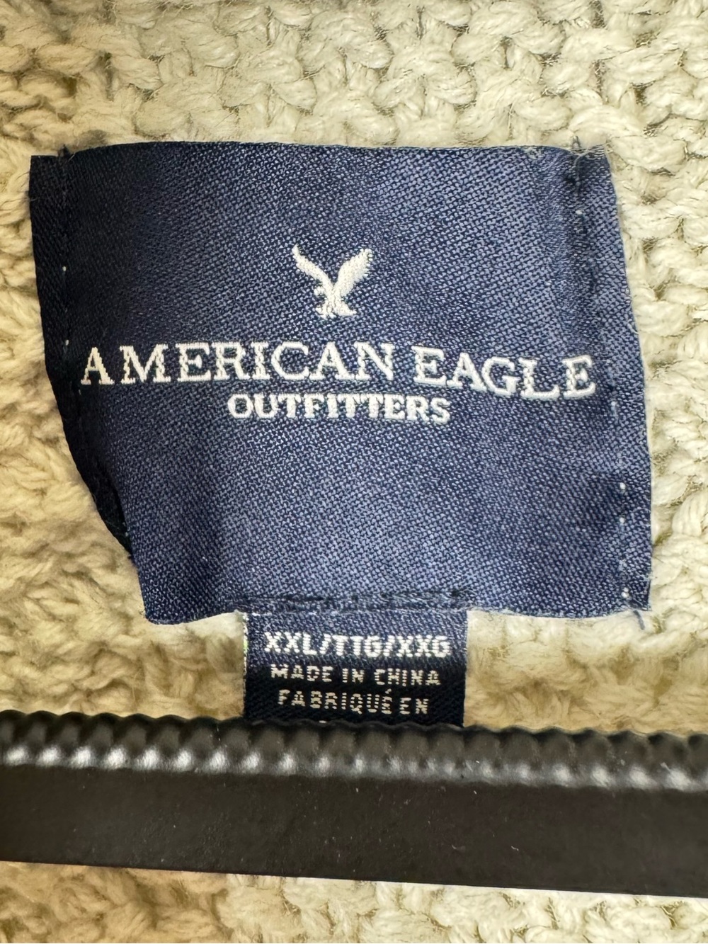 American Eagle Mens Chunky Cable Knit Shawl Collar Fisherman Sweater XXL Ivory - Picture 4 of 6